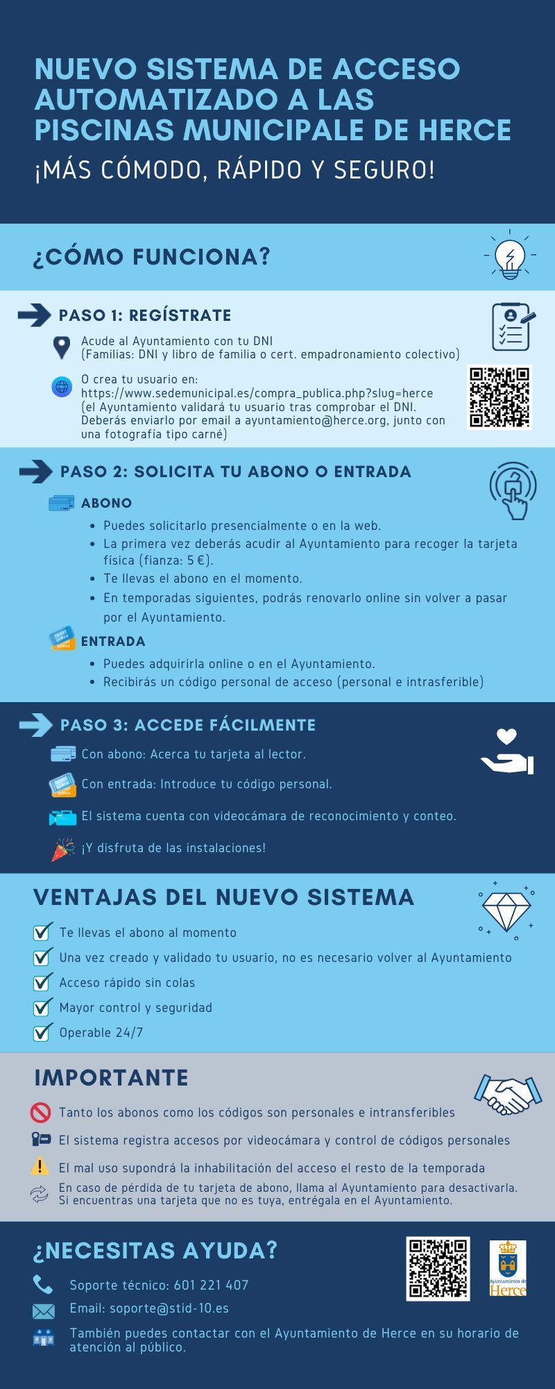 Sistema de acceso automatizado a las piscinas municipales de Herce